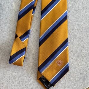 Authentic Versace Gold and Blue Striped Silk Tie